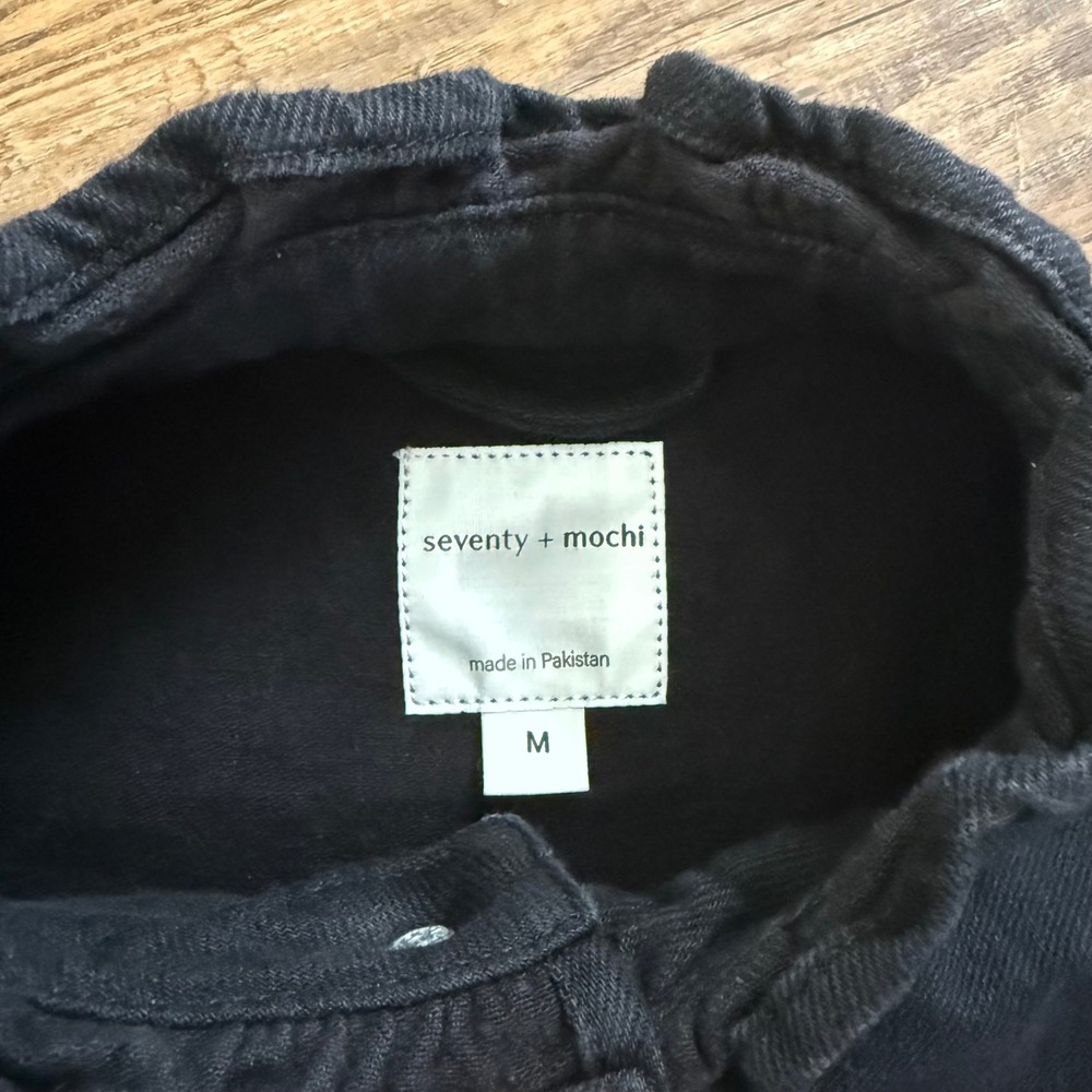 Seventy + Mochi Pablo Crop Vest Women M Black Denim Anthropologie Free People - Picture 7 of 13